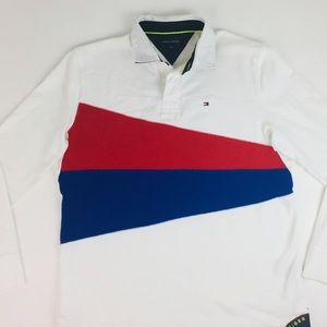 Tommy Hilfiger 1985 White, Red & Blue Rugby Polo M